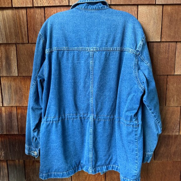 VINTAGE AEROS JEANS Blue Denim Button Front Barn Jacket - Gender Neutral Large - Picture 10 of 10
